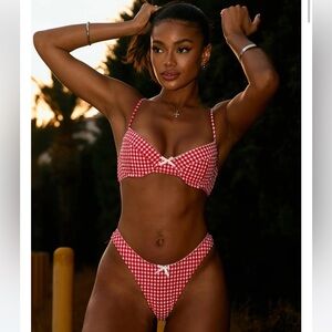 White Fox Red Gingham Bikini Set